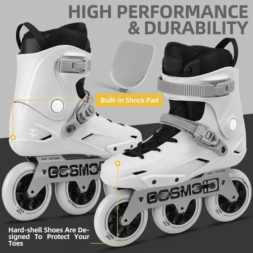 Miniatura 5 de TT3 - Patines en línea para adultos, cuchillas COSMOID de alto rendimiento para mujeres y hombres, 3 ruedas con marco de metal de 4.331 in