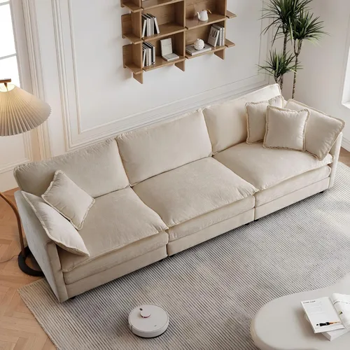 Miniatura 32 de Sofá seccional modular convertible de 76.7", sofás de dos plazas de chenilla con asiento profundo y cojines tipo loveseat para sala de estar, Beige