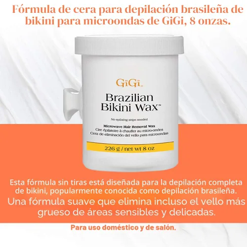 Miniatura 2 de Fórmula de cera para depilación brasileña de bikini para microondas de GiGi, depilación sin tiras, 8 onzas. Brasileño con cera de abejas y aceite