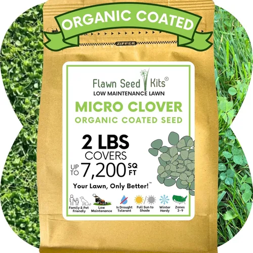 Miniatura 10 de Flawn Seed Kits Semilla de micro trébol, 4.4 onzas, revestimiento orgánico, ecológico, bajo mantenimiento, alternativa al césped, bolsa compostable