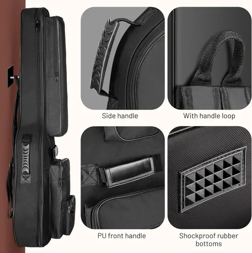 Miniatura 8 de CAHAYA Funda para Guitarra Acústica con Acolchado Grueso Impermeable Correa de Hombro Doble Ajustable Estuche de Guitarra Bolsa de Concierto 40 41