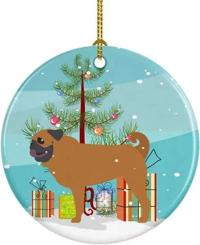 Miniatura 89 de Caroline's Treasures Bulldog inglés «Merry Christmas» adorno de cerámica para árbol de Navidad, decoración colgante para el hogar, Navidad, fiestas