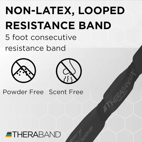 Miniatura 2 de THERABAND CLX Resistance Band with Loops, 5-Foot Band Nivel 5 / Special Heavy - Negro