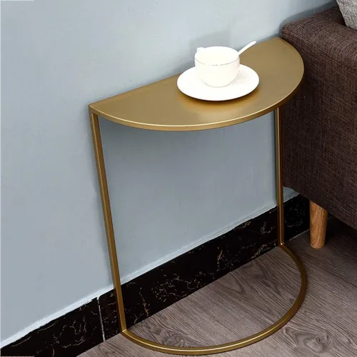 Miniatura 2 de Mesa auxiliar auxiliar de metal semicírculo nórdico en forma de C, mesa auxiliar para sofá, esquina de pared, mesa auxiliar pequeña, fácil
