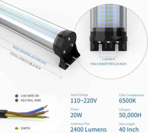 Miniatura 6 de 20W IP66 luces a prueba de explosiones llevó la luz del tubo de trabajo de la luz de la máquina Iluminación industrial para la máquina CNC 110V a