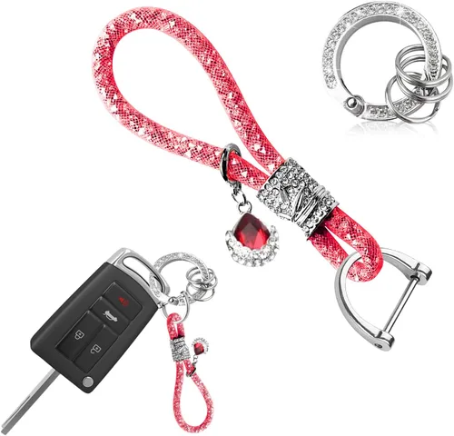 Miniatura 7 de Ziciner Llavero de cristal brillante para mujeres y niñas, llavero de automóvil con purpurina, accesorios universales para llavero (verde)