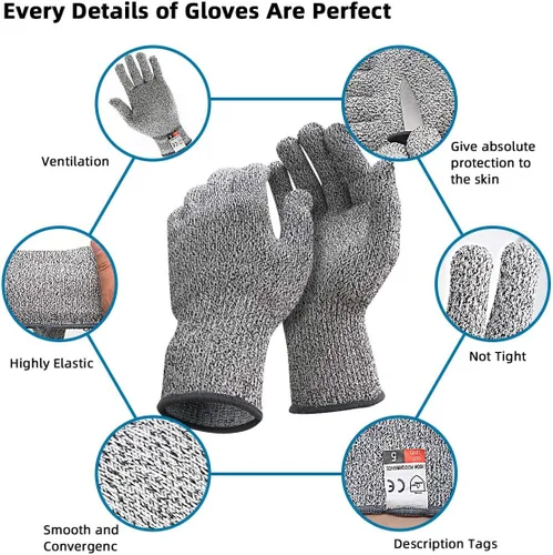 Miniatura 2 de DEYAN Guantes resistentes a cortes, protección de nivel 5, guantes de corte de seguridad, guantes de corte de cocina para chef, cortados de ostras