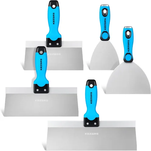 KEZERS Kit de herramientas manuales para paneles de yeso, 5 piezas de 4, 6, 8, 10, 12 pulgadas, cuchillo de acero inoxidable para paneles de yeso