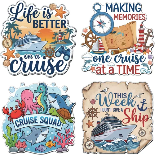 Miniatura 15 de Hoteam 4 piezas decoraciones magnéticas para puerta de crucero para parejas, imanes náuticos divertidos y resistentes al agua para marido y esposa