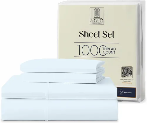 Miniatura 32 de Kotton Culture Juego de Sábanas de 4 Piezas Tamaño Twin - 1000 Hilos 100% Algodón Egipcio Ropa de Cama de Lujo Premium de Hotel - Tejido Satén Suave