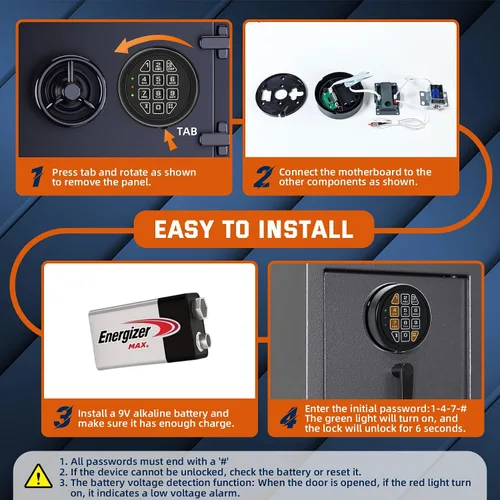 Miniatura 5 de Teclado electrónico del reemplazo de la cerradura segura del arma con la cerradura del solenoide - negro Gun Safe Lock with Programmable
