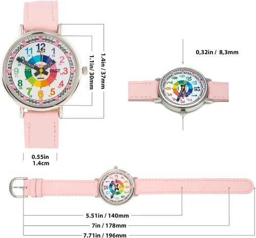 Miniatura 4 de Kiddus Educational Kids Watch for Children Boy and Girl. Analogue Time Teacher Wristwatch with Exercises. Japanese Quartz Movement. Easy to Read and