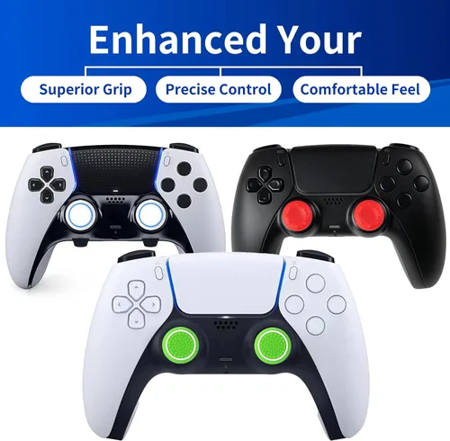 Miniatura 5 de Accesorios de control para PS5 Pulgar Grips Tapas de joystick con extensor de pulgar alto, cubiertas de repuesto para joystick, anillos de precisión