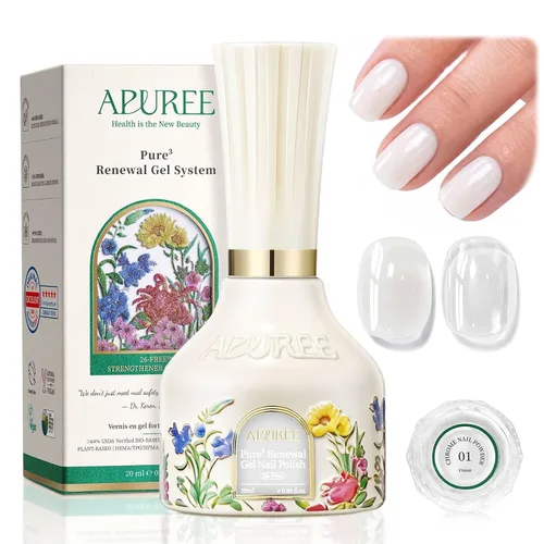 Miniatura 36 de APUREE Esmalte de uñas de gel fortalecedor: ámbar traslúcido Certificado USDA de base biológica Calidad de salón libre de HEMA Esmalte de gel
