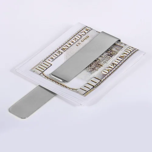 Miniatura 4 de VALYRIA Sujetador de dinero o tarjetas de crédito de acero inoxidable plateado con forma de clip