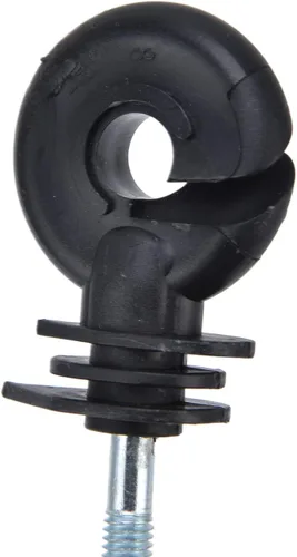 Miniatura 8 de Aislador negro roscado M6 para cercas eléctricas para cría de animales, postes de madera electrónicos, 100 juegos de aisladores eléctricos