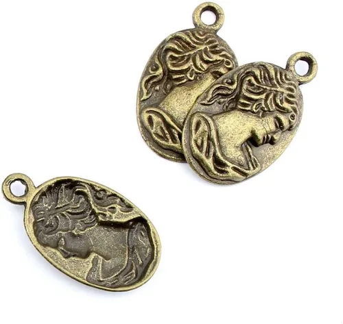 Joyería Fabricación Hallazgos Bronce Antiguo Charms FL2466 Cabeza de Belleza Retrato Escultura Artesanía Lotes Reparación Suministros