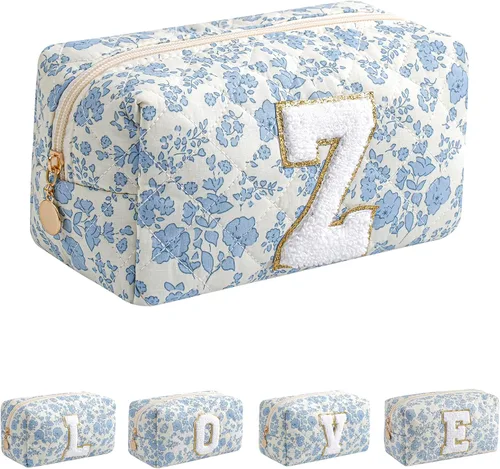 Miniatura 65 de Bolsa de maquillaje alfabética JOVAKIT, bolsa de cosméticos para mujeres, regalos de Navidad para niñas de 6 a 18 años, neceser de viaje con flores