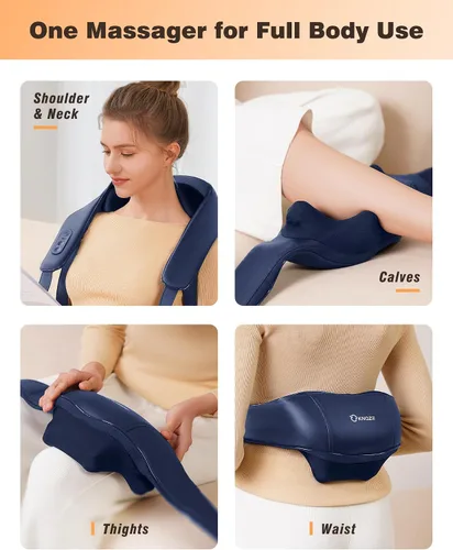 Miniatura 6 de Masajeador de cuello y hombros con calor, masajeador inalámbrico de espalda y cuello para aliviar el dolor, calentamiento de grafeno mejorado, Azul