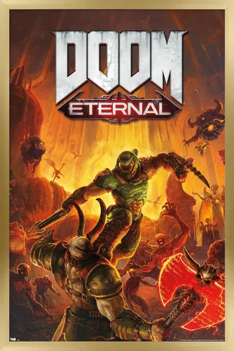 Miniatura 15 de Trends International Doom Eternal - Póster de pared Marauder, 22.4 pulgadas de largo x 14.7 pulgadas, versión enmarcada en madera de granero
