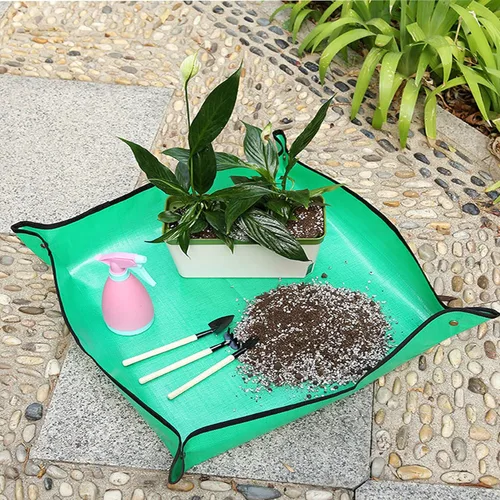 Miniatura 4 de BIUWING Tapete de trasplante de plantas de 39.4 x 39.4 pulgadas, impermeable, tapete de trasplante para suculentas, tapete portátil de jardinería