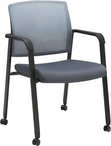 Miniatura 13 de CLATINA Sillas de oficina apilables para recepción de invitados con brazo, silla de sala de espera con respaldo de malla con asiento de tela Negro