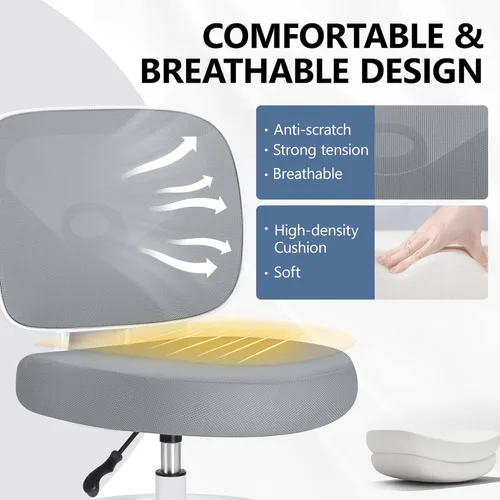 Miniatura 7 de Primy Silla de escritorio alta sin brazos, altura ajustable y reposapiés, silla ergonómica de escritorio de pie con respaldo medio, silla alta