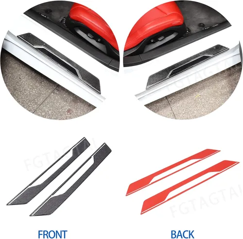Miniatura 4 de Protector de umbral de puerta de fibra de carbono suave compatible con Chevrolet Corvette C8 2020-2026, tira de umbral de puerta, accesorios de tira