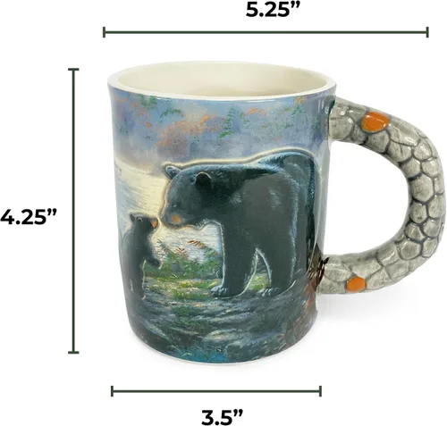Miniatura 6 de Rivers Edge Products Black Bears - Taza de café de cerámica 3D con asa, 15 onzas, tazas de espresso y tazas de café de cerámica, perfecta para café