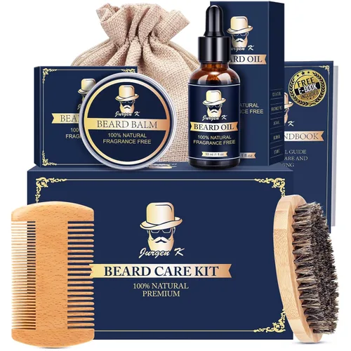 Regalos para hombres, kit de barba para aseo y cuidado diario de hombres, hidrata y suaviza el cabello facial, juego de cuidado personal para