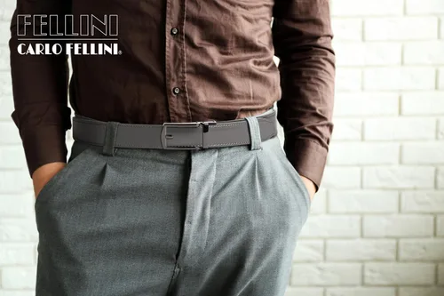 Miniatura 2 de Cinturón de trinquete de cuero genuino para hombre, cinturón ajustable con hebilla negra o plateada, vestido e informal