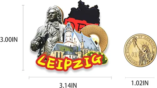 Miniatura 3 de Alemania Leipzig imán de nevera de madera 3D monumentos de viaje coleccionables recuerdos decoración hecha a mano