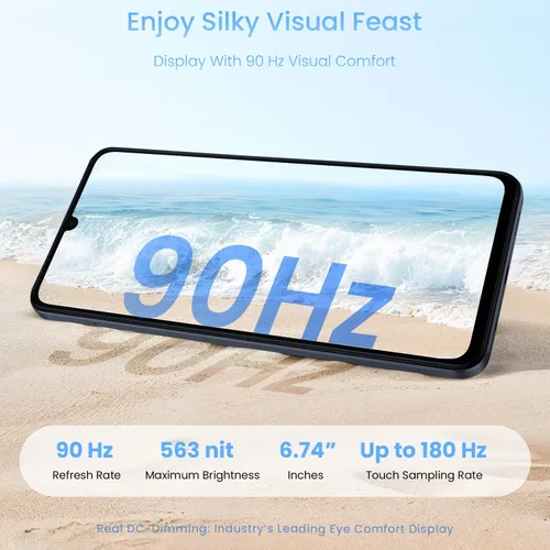 Miniatura 3 de realme Note 70T 4G Smartphone 4+128GB, pantalla de 6.75 pulgadas, negro, pantalla de 90 Hz, batería de 6000 mAh, cámara de 32 MP, potente procesador
