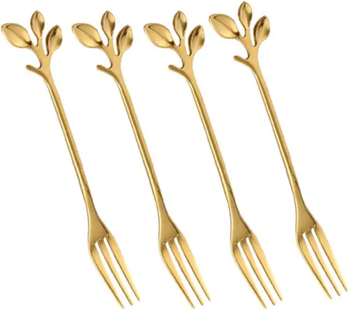 Miniatura 8 de Juego de 6 tenedores de frutas de acero inoxidable de 4.7 pulgadas, mini tenedores de ensalada, aperitivos, postres, aperitivos, tenedores pequeños