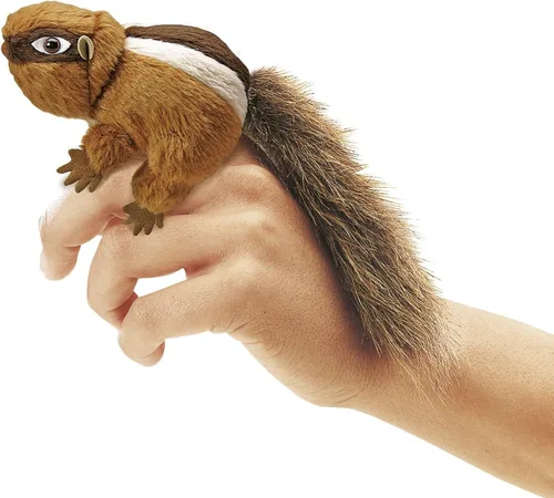 Folkmanis Mini marioneta de dedo de ardilla, bronceado, blanco, marrón, 1 EA