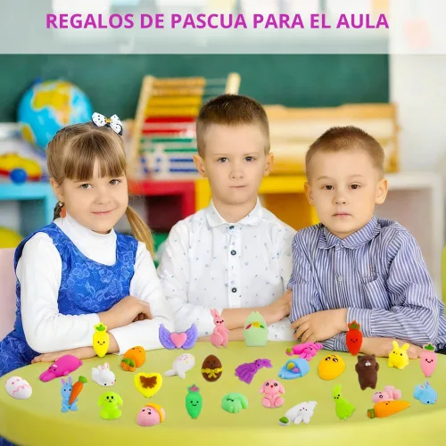 Miniatura 7 de Relleno para huevos de Pascua - Paquete de 30 juguetes esponjosos Kawaii Mochi para rellenar cestas de Pascua, mini juguetes esponjosos lindos