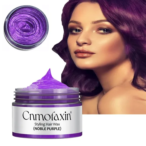Cera temporal de color del cabello, tinte de cabello morado, lavable una sola vez, cera de barro para colorear el cabello natural para Halloween,