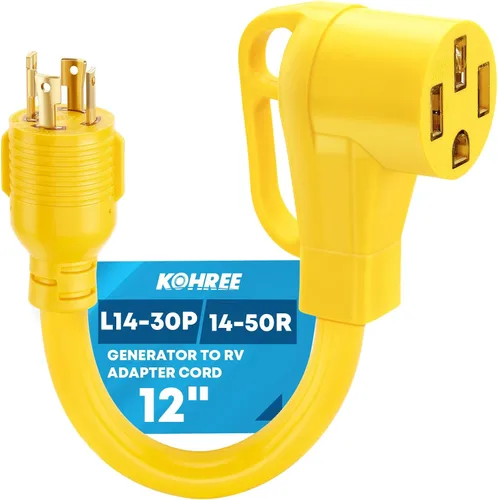 Miniatura 11 de Kohree Cable adaptador de generador NEMA 5-15P a L14-30R, adaptador de 3 clavijas a 4 clavijas, STW 10 AWG 12 pulgadas, generador macho de 15