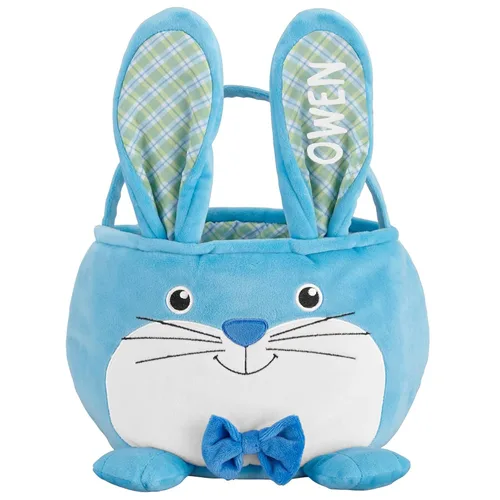 Miniatura 3 de Let's Make Memories - Canasta de Pascua personalizada con amigos peludos, canasta para niños, diseño de conejito de Pascua azul, solo incluye