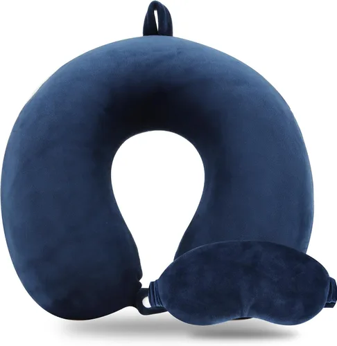 Miniatura 22 de Sexysamba Juego de almohadas de viaje de espuma viscoelástica pura para adultos, funda cómoda y extraíble, lavable a máquina, almohada de soporte