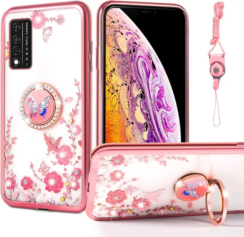 Miniatura 25 de nancheng Funda de teléfono para TCL A3X (A600DL), funda para Alcatel TCL A3X niñas y mujeres, bonita funda de silicona transparente con purpurina