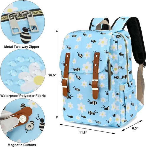 Miniatura 4 de Bee - Mochila para laptop para mujeres y niñas, mochila escolar universitaria de 15.6 pulgadas, mochila informal de viaje, tamaño grande