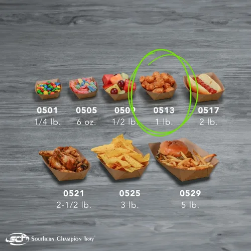 Miniatura 7 de Southern Champion Tray 0513 #100 Bandeja para alimentos de cartón ECO Kraft, capacidad de 1 lb (Caja de 1000)