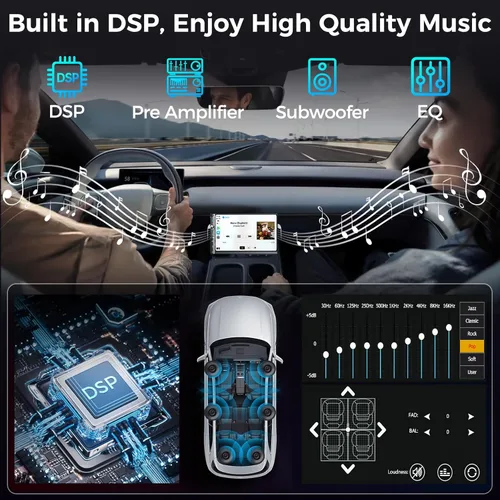 Miniatura 6 de Estéreo de auto de doble DIN de 7 pulgadas, Apple Carplay inalámbrico y Android Auto, pantalla táctil HD, Bluetooth, 240W, SWC, salida de subwoofer