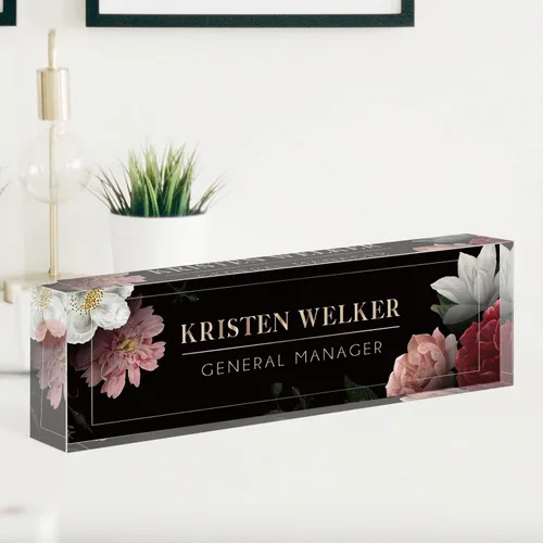 Miniatura 29 de Placa de nombre de escritorio personalizada, placas de identificación de vidrio acrílico personalizadas para escritorios, placa de identificación