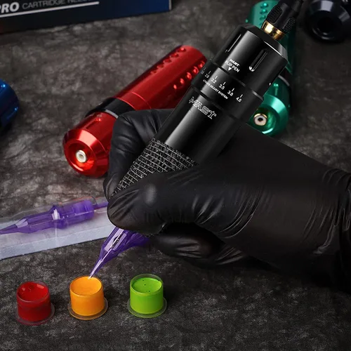 Miniatura 4 de Mast Tattoo Kit de pistola de tatuaje con cable e inalámbrica, máquina de tatuaje rotativa con 6 tiempos, 0.102-0.157 in, 2 baterías, 10 agujas