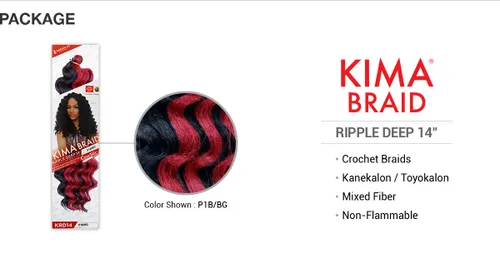 Miniatura 3 de Harlem 125 Trenzas de pelo sintético Kima Braid Ripple Deep 14 pulgadas (paquete de 3, 27)