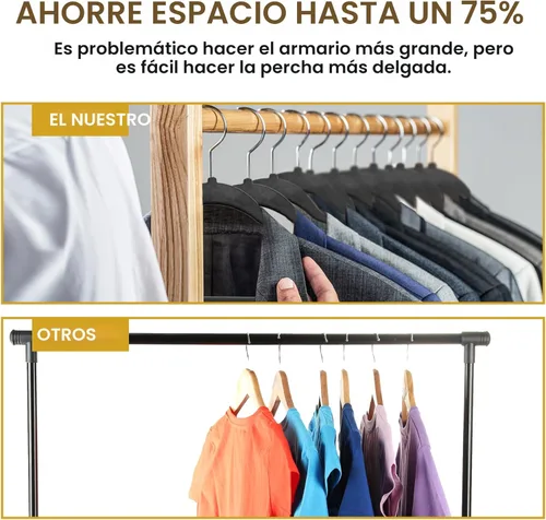 Miniatura 6 de Techzoo 50 unidades de perchas de terciopelo de alta calidad ultra finas antideslizantes para adultos de fieltro que ahorran espacio para armario