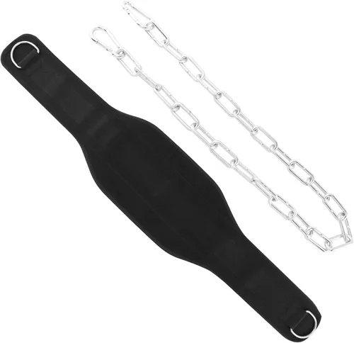 Miniatura 9 de Cinturón de inmersión para levantamiento de pesas, cadena de acero resistente de 34 pulgadas, capacidad de peso de 550 libras, cinturón