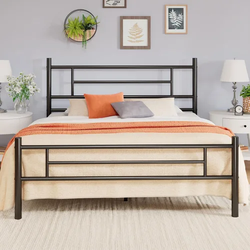 Miniatura 10 de Allewie Armazón de Cama de Plataforma Metálica Tamaño Individual de 14 Pulgadas con Cabecera y Piecera, Almacenamiento Debajo de la Cama, Soporte